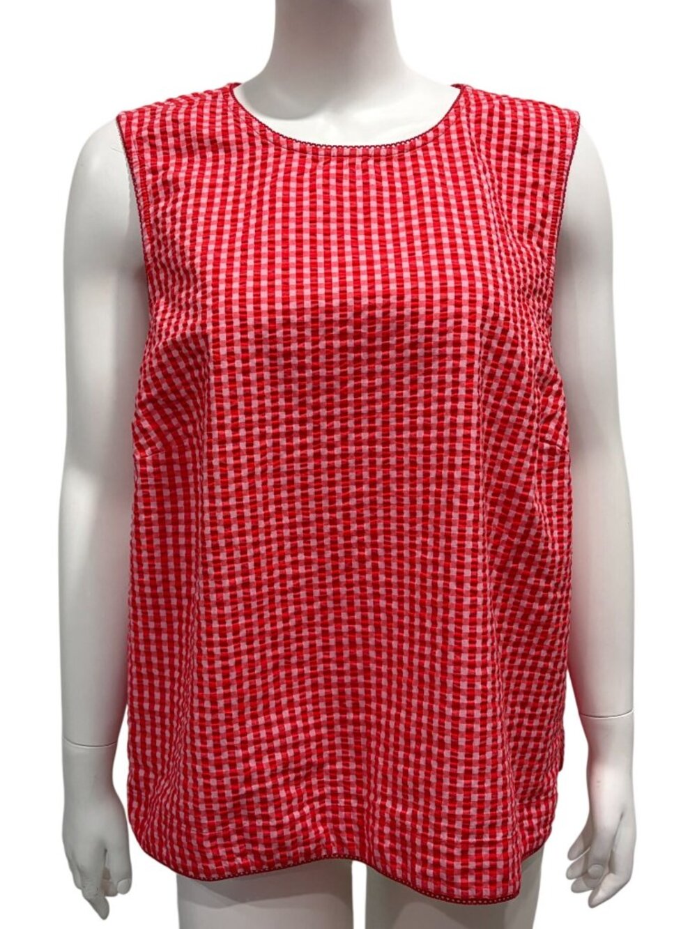Lands End Gingham Sleeveless Top Womens 2X 100% Cotton Lightweight Preppy
